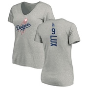 Women's Los Angeles Dodgers Gavin Lux ＃9 Backer Slim Fit T-Shirt Ash