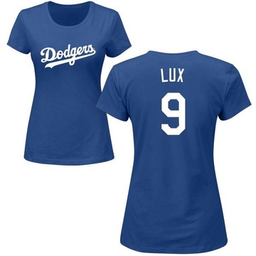 Women's Los Angeles Dodgers Gavin Lux ＃9 Roster Name & Number T-Shirt - Royal