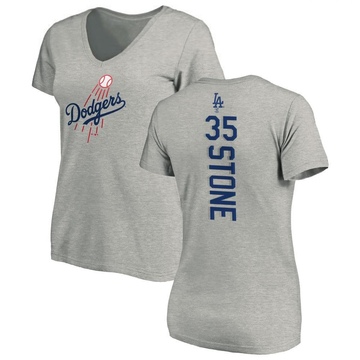 Women's Los Angeles Dodgers Gavin Stone ＃35 Backer Slim Fit T-Shirt Ash