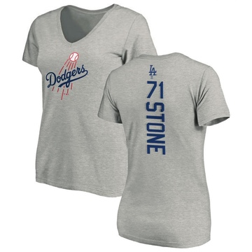 Women's Los Angeles Dodgers Gavin Stone ＃71 Backer Slim Fit T-Shirt Ash