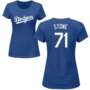 Women's Los Angeles Dodgers Gavin Stone ＃71 Roster Name & Number T-Shirt - Royal