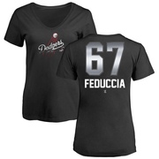 Women's Los Angeles Dodgers Hunter Feduccia ＃67 Midnight Mascot V-Neck T-Shirt - Black