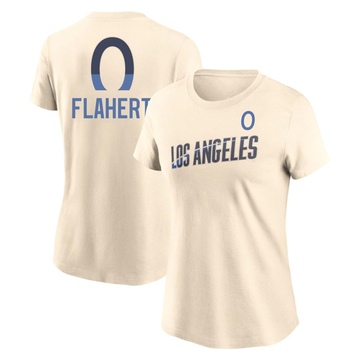 Women's Los Angeles Dodgers Jack Flaherty ＃0 2024 City Connect Fuse Name & Number T-Shirt - Cream