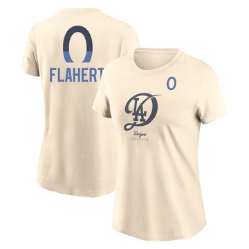 Women's Los Angeles Dodgers Jack Flaherty ＃0 2024 City Connect Name & Number T-Shirt - Cream