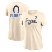 Women's Los Angeles Dodgers Jack Flaherty ＃0 2024 City Connect Speed Name & Number T-Shirt - Cream