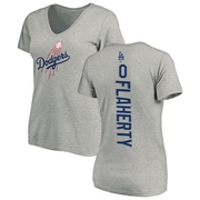 Women's Los Angeles Dodgers Jack Flaherty ＃0 Backer Slim Fit T-Shirt Ash