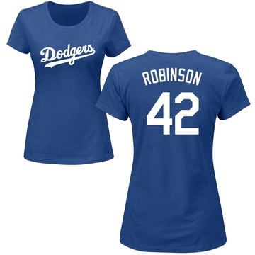 Women's Los Angeles Dodgers Jackie Robinson ＃42 Roster Name & Number T-Shirt - Royal