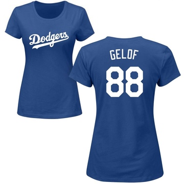 Women's Los Angeles Dodgers Jake Gelof ＃88 Roster Name & Number T-Shirt - Royal