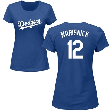 Women's Los Angeles Dodgers Jake Marisnick ＃12 Roster Name & Number T-Shirt - Royal