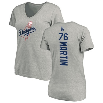 Women's Los Angeles Dodgers J.D. Martin ＃76 Backer Slim Fit T-Shirt Ash