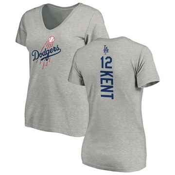 Women's Los Angeles Dodgers Jeff Kent ＃12 Backer Slim Fit T-Shirt Ash