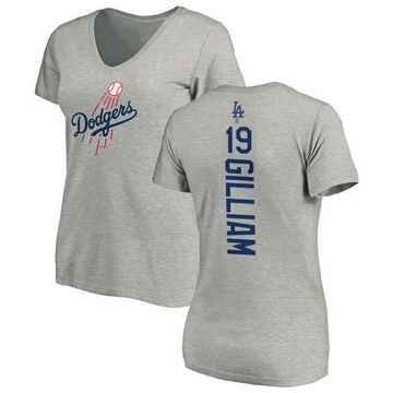 Women's Los Angeles Dodgers Jim Gilliam ＃19 Backer Slim Fit T-Shirt Ash