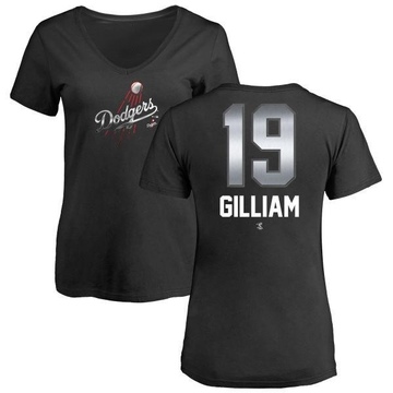 Women's Los Angeles Dodgers Jim Gilliam ＃19 Midnight Mascot V-Neck T-Shirt - Black