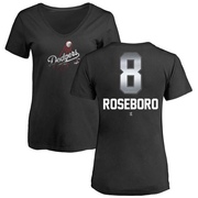 Women's Los Angeles Dodgers John Roseboro ＃8 Midnight Mascot V-Neck T-Shirt - Black