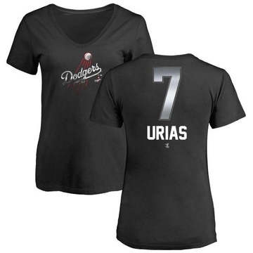 Women's Los Angeles Dodgers Julio Urias ＃7 Midnight Mascot V-Neck T-Shirt - Black