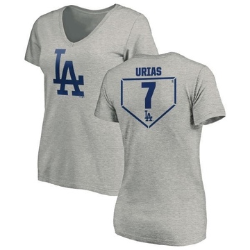 Women's Los Angeles Dodgers Julio Urias ＃7 RBI Slim Fit V-Neck T-Shirt Heathered - Gray