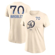 Women's Los Angeles Dodgers Justin Wrobleski ＃70 2024 City Connect Name & Number T-Shirt - Cream