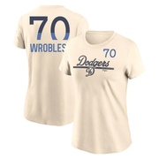 Women's Los Angeles Dodgers Justin Wrobleski ＃70 2024 City Connect Speed Name & Number T-Shirt - Cream