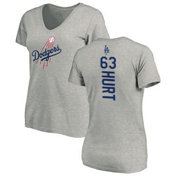 Women's Los Angeles Dodgers Kyle Hurt ＃63 Backer Slim Fit T-Shirt Ash