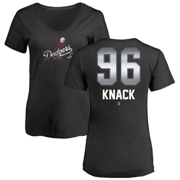 Women's Los Angeles Dodgers Landon Knack ＃96 Midnight Mascot V-Neck T-Shirt - Black