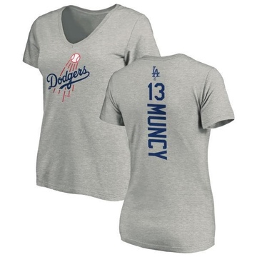 Women's Los Angeles Dodgers Max Muncy ＃13 Backer Slim Fit T-Shirt Ash