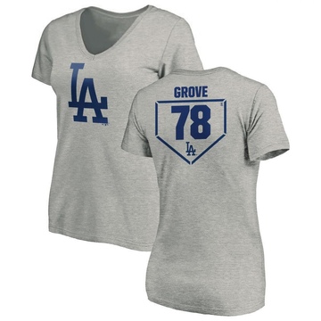 Women's Los Angeles Dodgers Michael Grove ＃78 RBI Slim Fit V-Neck T-Shirt Heathered - Gray