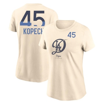 Women's Los Angeles Dodgers Michael Kopech ＃45 2024 City Connect Name & Number T-Shirt - Cream