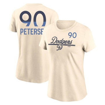 Women's Los Angeles Dodgers Michael Petersen ＃90 2024 City Connect Speed Name & Number T-Shirt - Cream