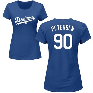 Women's Los Angeles Dodgers Michael Petersen ＃90 Roster Name & Number T-Shirt - Royal