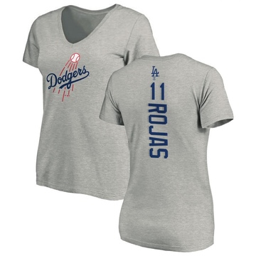 Women's Los Angeles Dodgers Miguel Rojas ＃11 Backer Slim Fit T-Shirt Ash