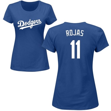 Women's Los Angeles Dodgers Miguel Rojas ＃11 Roster Name & Number T-Shirt - Royal