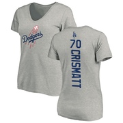 Women's Los Angeles Dodgers Nabil Crismatt ＃70 Backer Slim Fit T-Shirt Ash