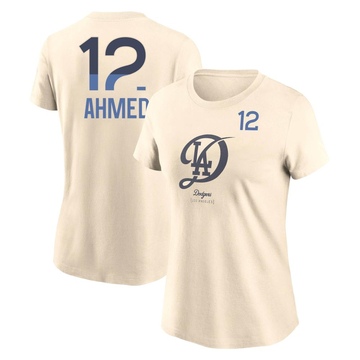 Women's Los Angeles Dodgers Nick Ahmed ＃12 2024 City Connect Name & Number T-Shirt - Cream