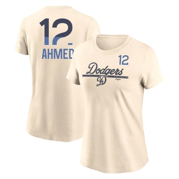 Women's Los Angeles Dodgers Nick Ahmed ＃12 2024 City Connect Speed Name & Number T-Shirt - Cream