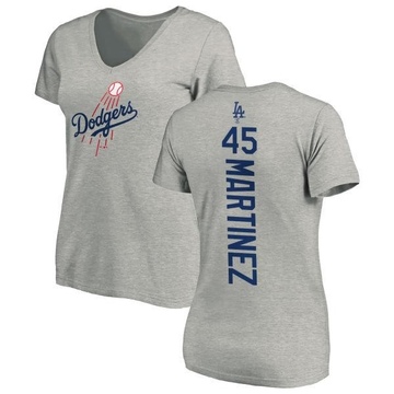 Women's Los Angeles Dodgers Pedro Martinez ＃45 Backer Slim Fit T-Shirt Ash