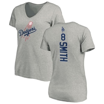 Women's Los Angeles Dodgers Reggie Smith ＃8 Backer Slim Fit T-Shirt Ash