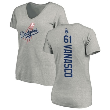 Women's Los Angeles Dodgers Ricky Vanasco ＃61 Backer Slim Fit T-Shirt Ash