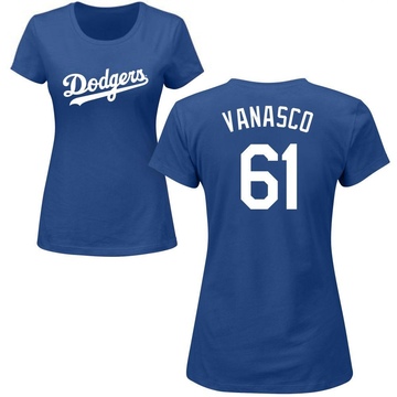 Women's Los Angeles Dodgers Ricky Vanasco ＃61 Roster Name & Number T-Shirt - Royal