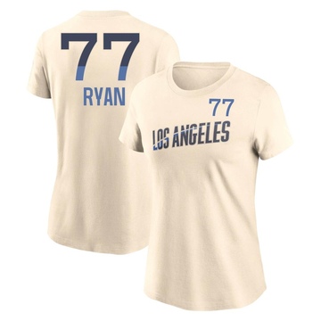 Women's Los Angeles Dodgers River Ryan ＃77 2024 City Connect Fuse Name & Number T-Shirt - Cream