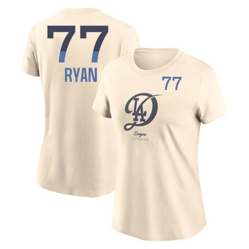 Women's Los Angeles Dodgers River Ryan ＃77 2024 City Connect Name & Number T-Shirt - Cream