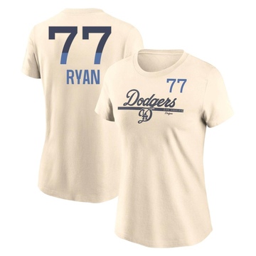 Women's Los Angeles Dodgers River Ryan ＃77 2024 City Connect Speed Name & Number T-Shirt - Cream