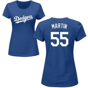 Women's Los Angeles Dodgers Russell Martin ＃55 Roster Name & Number T-Shirt - Royal