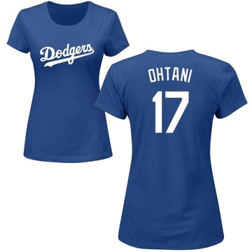 Women's Los Angeles Dodgers Shohei Ohtani ＃17 Roster Name & Number T-Shirt - Royal