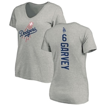 Women's Los Angeles Dodgers Steve Garvey ＃6 Backer Slim Fit T-Shirt Ash