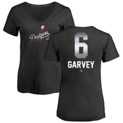 Women's Los Angeles Dodgers Steve Garvey ＃6 Midnight Mascot V-Neck T-Shirt - Black