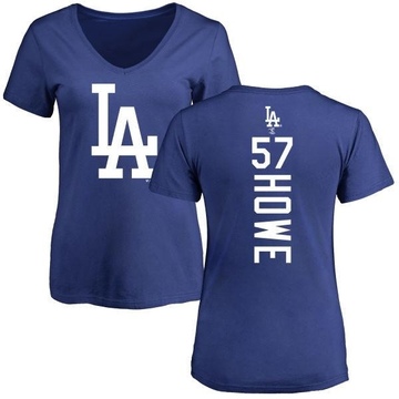 Women's Los Angeles Dodgers Steve Howe ＃57 Backer Slim Fit T-Shirt - Royal