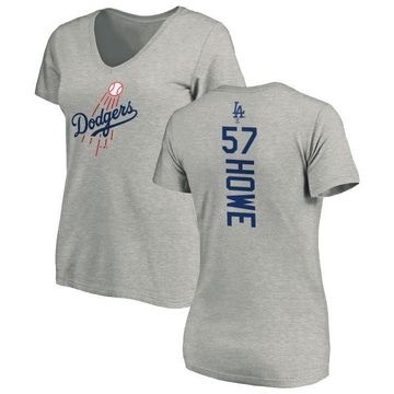 Women's Los Angeles Dodgers Steve Howe ＃57 Backer Slim Fit T-Shirt Ash