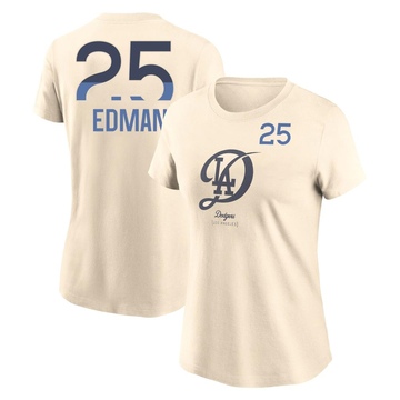 Women's Los Angeles Dodgers Tommy Edman ＃25 2024 City Connect Name & Number T-Shirt - Cream