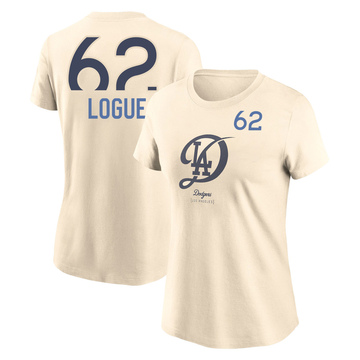 Women's Los Angeles Dodgers Zach Logue ＃62 2024 City Connect Name & Number T-Shirt - Cream