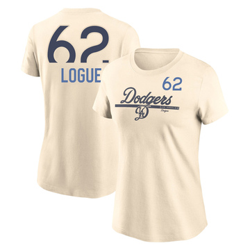 Women's Los Angeles Dodgers Zach Logue ＃62 2024 City Connect Speed Name & Number T-Shirt - Cream